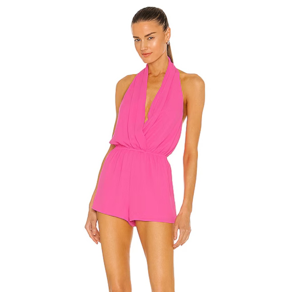 Superdown Emma Halter Hot Pink Romper